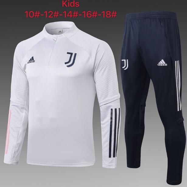 Juventus Kids Light Grey Sweatshirt and Pants Youth Training Kits 2020/21